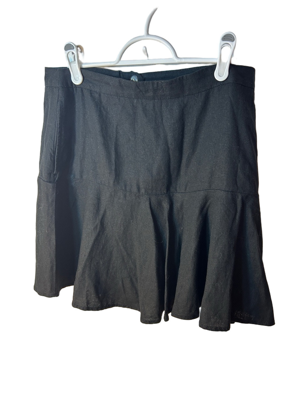 Cleo Black Flared Mini Women's Linen Blend Skirt size 10